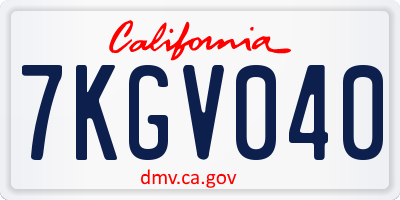 CA license plate 7KGV040