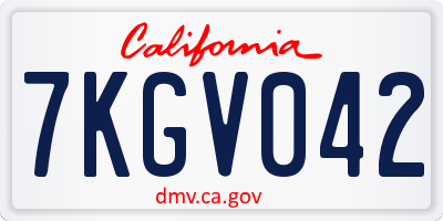 CA license plate 7KGV042