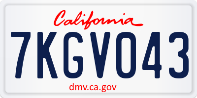 CA license plate 7KGV043