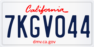 CA license plate 7KGV044