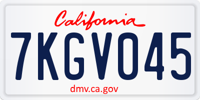 CA license plate 7KGV045