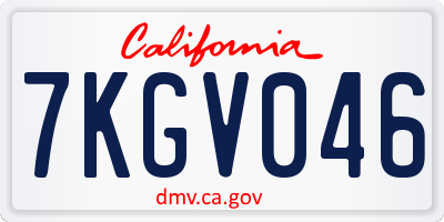 CA license plate 7KGV046