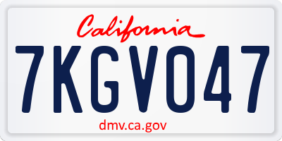 CA license plate 7KGV047