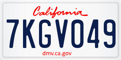 CA license plate 7KGV049