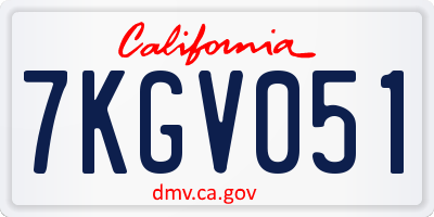 CA license plate 7KGV051