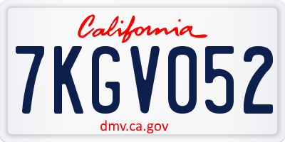 CA license plate 7KGV052