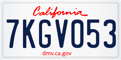 CA license plate 7KGV053