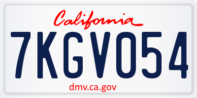 CA license plate 7KGV054