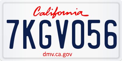 CA license plate 7KGV056