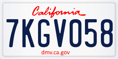 CA license plate 7KGV058
