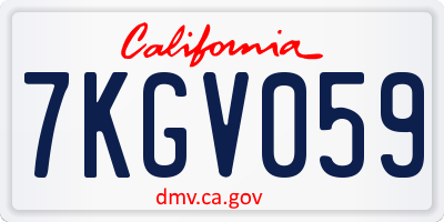 CA license plate 7KGV059