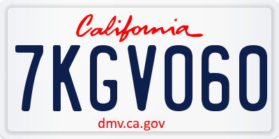 CA license plate 7KGV060