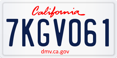 CA license plate 7KGV061