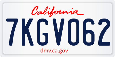 CA license plate 7KGV062