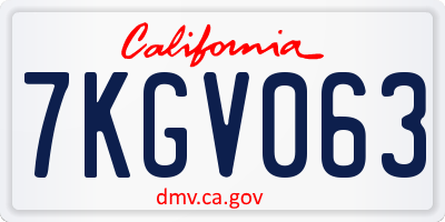 CA license plate 7KGV063