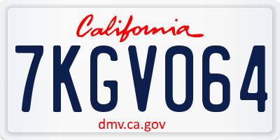 CA license plate 7KGV064