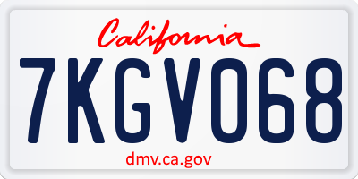 CA license plate 7KGV068