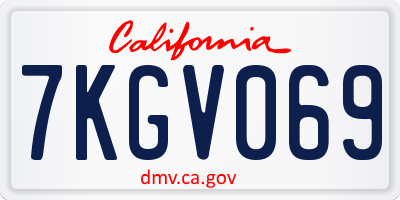 CA license plate 7KGV069