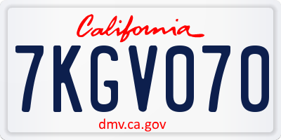 CA license plate 7KGV070