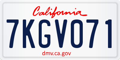 CA license plate 7KGV071