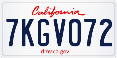 CA license plate 7KGV072