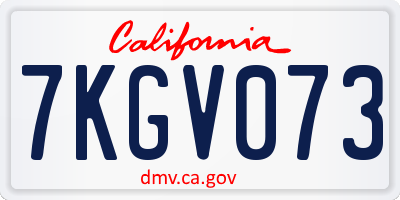 CA license plate 7KGV073
