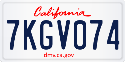 CA license plate 7KGV074