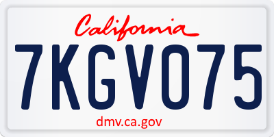 CA license plate 7KGV075