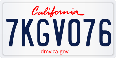 CA license plate 7KGV076