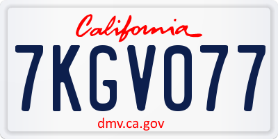 CA license plate 7KGV077