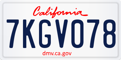 CA license plate 7KGV078