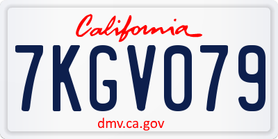 CA license plate 7KGV079