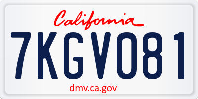 CA license plate 7KGV081