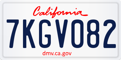 CA license plate 7KGV082
