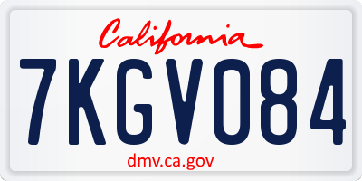 CA license plate 7KGV084