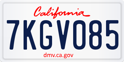 CA license plate 7KGV085