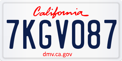 CA license plate 7KGV087
