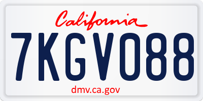 CA license plate 7KGV088