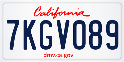 CA license plate 7KGV089