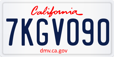 CA license plate 7KGV090