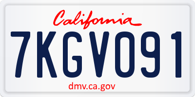 CA license plate 7KGV091