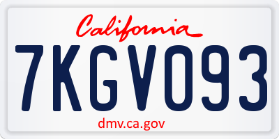 CA license plate 7KGV093
