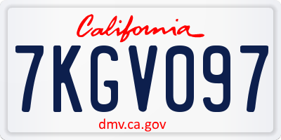 CA license plate 7KGV097