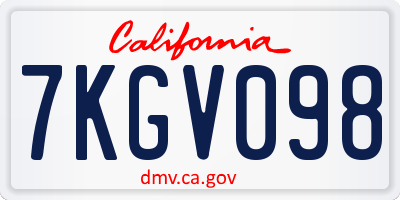 CA license plate 7KGV098