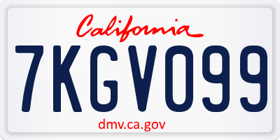 CA license plate 7KGV099
