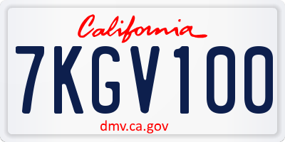 CA license plate 7KGV100