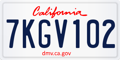 CA license plate 7KGV102