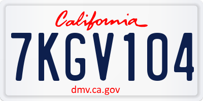 CA license plate 7KGV104