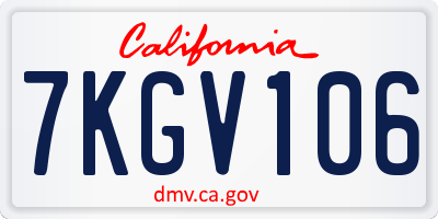CA license plate 7KGV106
