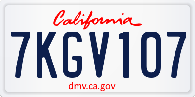 CA license plate 7KGV107